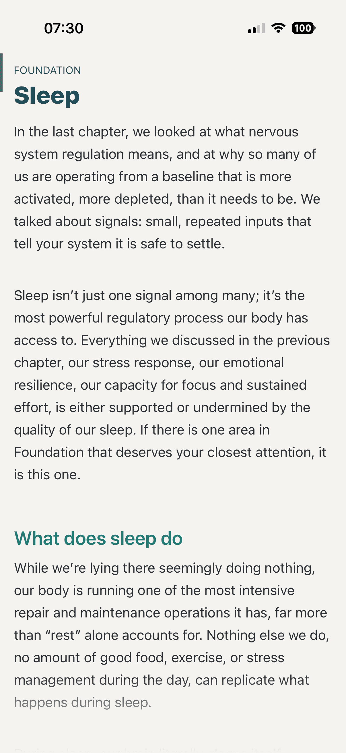 A chapter of the guide: Sleep
